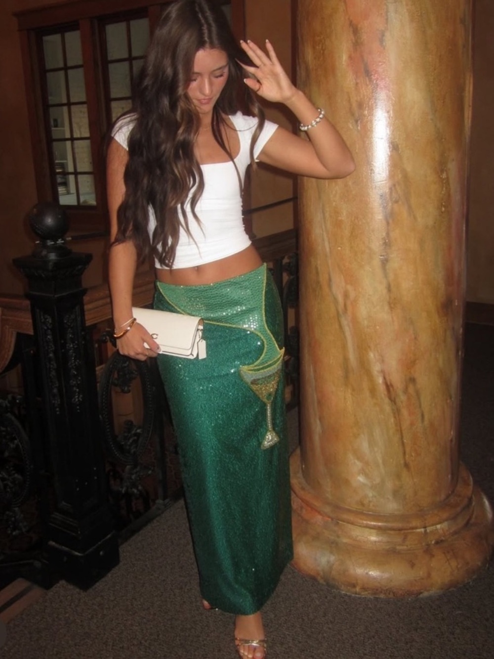 Antonio Melani x The Nat Note Naomi Embellished Martini
Sequin Pencil Midi Skirt
